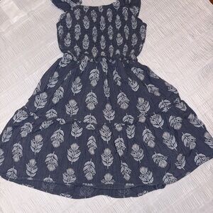 Old Navy Navy Feather-Print Tiered Sundress